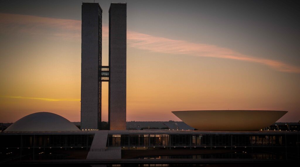Pôr do sol em Brasília no Congresso Nacional
